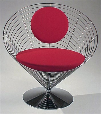 Lot 140 - Chrome and Upholstered Cornet Chair Verner...
