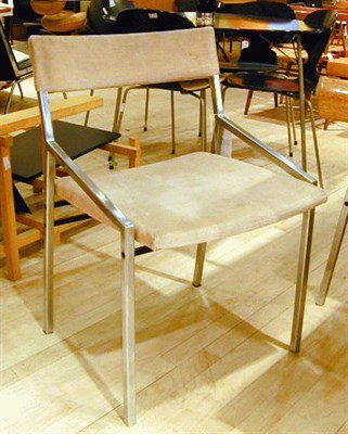 Lot 185 - Set of Six Metal Upholstered Dining Chairs...