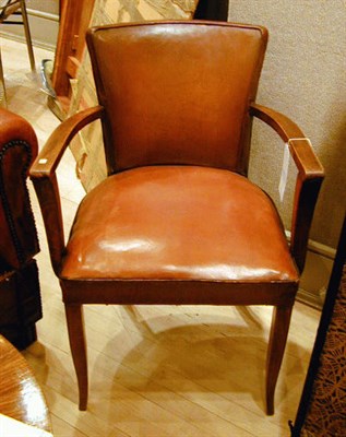 Lot 94 - Set of Four French Art Deco Walnut and Leather...