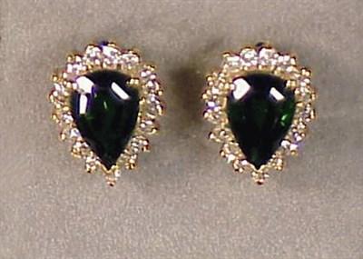 Lot 420A - Pair of Green Tourmaline and Diamond Earrings...