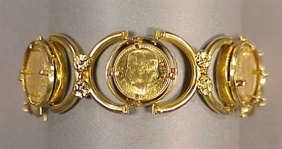 Lot 408 - Mexican Gold Coin Bracelet 18 kt. yellow gold,...