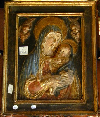 Lot 303 - Framed Continental Polychrome Decorated Terra...