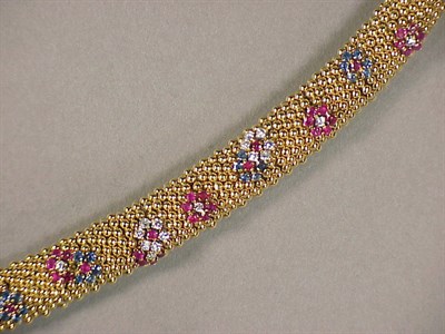 Lot 633 - Gold, Sapphire, Ruby and Diamond Bracelet 18...