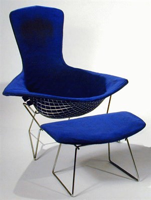 Lot 221 - Upholstered Chrome #423 Lounge Chair and...
