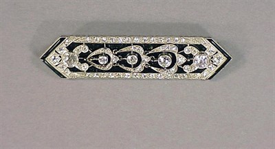 Lot 317 - Diamond and Black Onyx Brooch Platinum, of...
