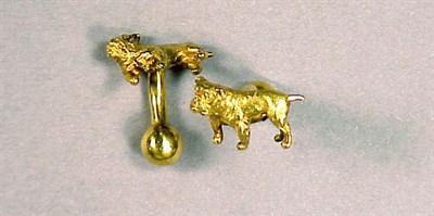 Lot 349 - Pair of Gold Cufflinks 18 kt. yellow gold,...