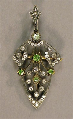 Lot 260 - Diamond and Green Garnet Pin/Pendant Yellow...