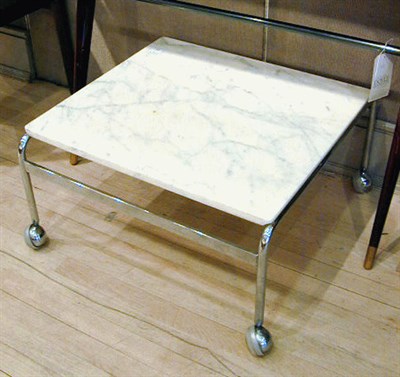 Lot 266 - Chrome and Marble Coffee Table The square top...