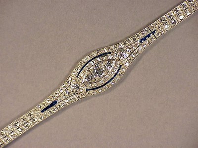 Lot 570 - Diamond and Synthetic Sapphire Bracelet...