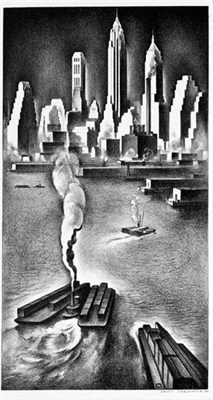 Lot 125 - Louis Lozowick MURAL STUDY: LOWER MANHATTAN...