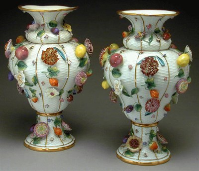 Lot 565 - Pair of Meissen Porcelain Vases Each of...