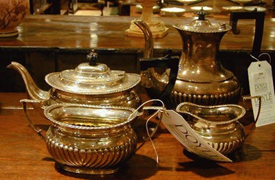 Lot 339 - Assembled Modern English Silver Four-Piece Tea...