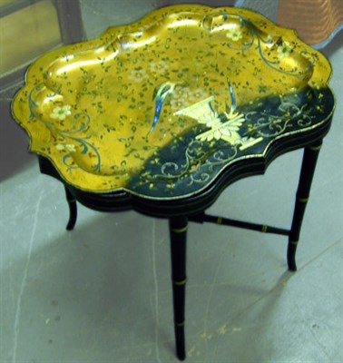 Lot 510 - Victorian Painted Tole Tray Decorated with a...