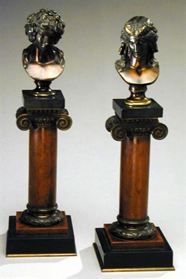 Lot 737 - Pair of Bronze Busts of Bacchus and a...