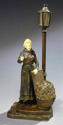 Lot 662 - Bronze and Ivory Figural Lamp Depicting a...