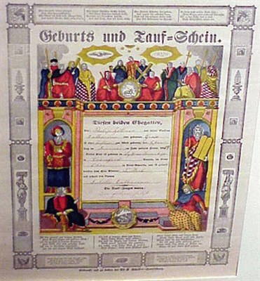 Lot 104 - Pennsylvania Dutch Baptism Certificate...