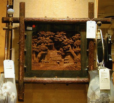 Lot 577 - Black Forest Style Carved Wood Landscape...