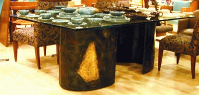 Lot 326 - Metal and Glass Dining Table Paul Evans The...