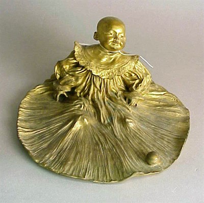 Lot 627 - French Bronze Figural Card Tray In the form of...