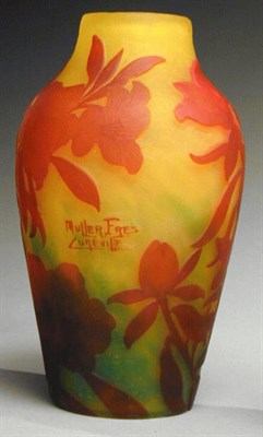 Lot 153 - Muller Freres Cameo Glass Vase Of shouldered...