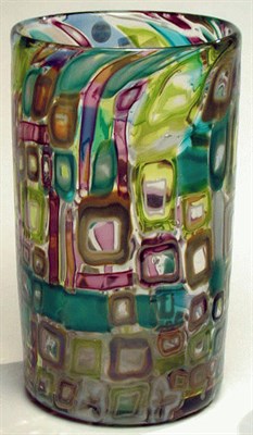 Lot 316 - Glass Vase Of cylindrical form, decorated with...