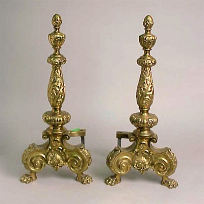 Lot 190 - Pair of Rococo Style Gilt-Bronze Andirons