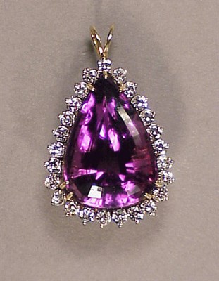 Lot 222 - Amethyst and Diamond Pendant 14 kt. yellow...
