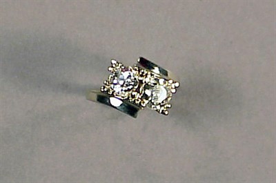 Lot 204 - Two Stone Diamond Ring 14 kt. white gold, of...