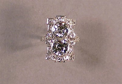 Lot 556 - Edwardian Two Stone Diamond Ring Platinum, the...