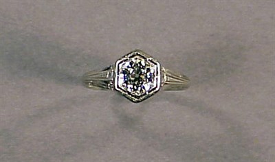 Lot 259 - Diamond Engagement Ring Platinum, the filigree...