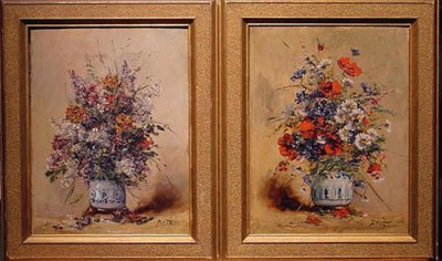 Lot 57 - Petit French, 19th/20th century FLEURS: PAIR...