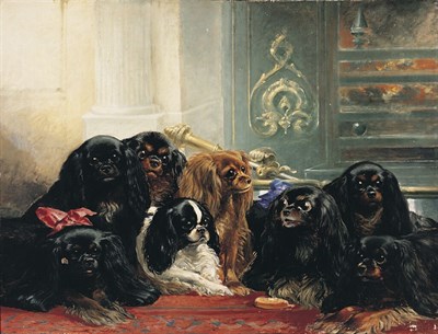 Lot 321 - Samuel Bough A Family of King Charles Spaniels...