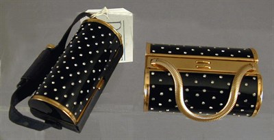 Lot 1085 - Two Rhinestone and Black Enamel Mini Carryalls...