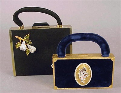 Lot 1083 - Two Evans Metal and Velvet Box Evening Bags...