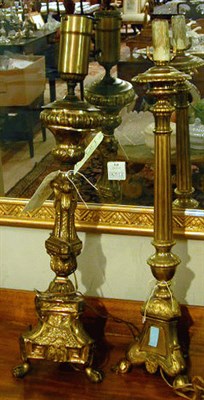 Lot 144 - Two Baroque Style Brass Altar Sticks, Electrified