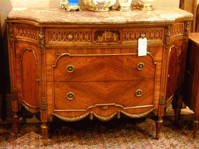 Lot 161 - Louis XVI Style Marble Top Fruitwood Commode