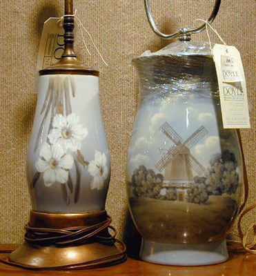 Lot 189 - Two Royal Copenhagen Porcelain Lamps