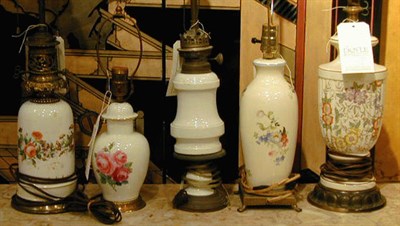 Lot 191 - Group of Five Porcelain Lamps