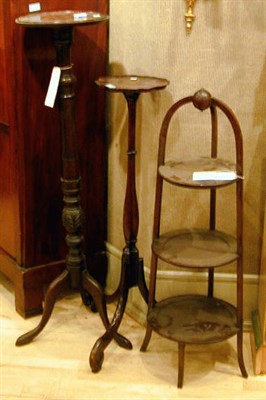Lot 216 - Two Mahogany Plant Stands and a Muffineer