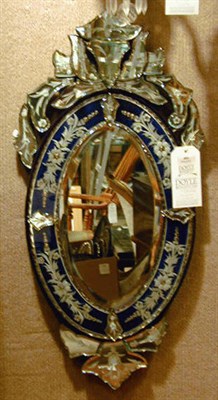 Lot 404 - Pair of Venetian Blue and Colorless Glass Mirrors