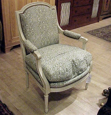 Lot 650 - Louis XVI Style Upholstered and Painted Armchair