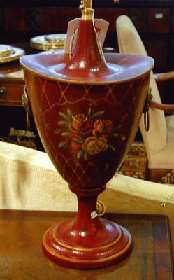 Lot 554 - Pair of Tole Peinte Urns, Electrified