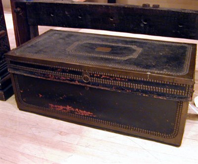 Lot 124 - Brass and Leather Bound Trunk