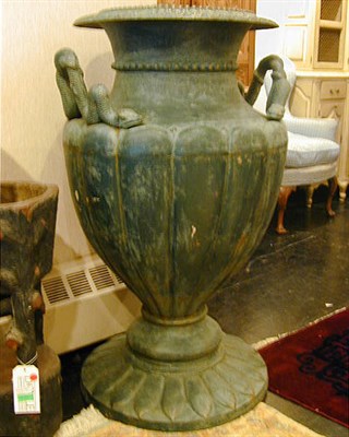 Lot 663 - Pair of Monumental Patinated-Metal Urns