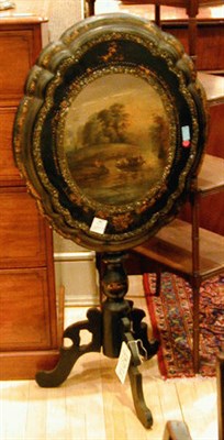 Lot 246 - Victorian Papier Mache Tilt-Top Tripod Table