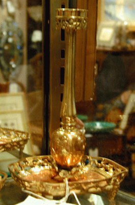 Lot 276 - Pair of Japanese Bronze and Copper Candlesticks