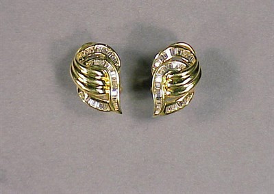 Lot 301 - Pair of Gold and Diamond Earrings 18 kt....