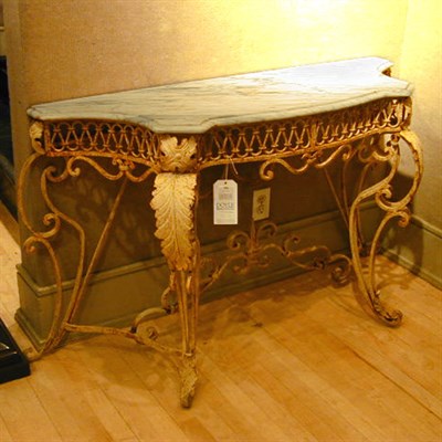 Lot 204 - Art Deco Painted Wrought Iron Console The...