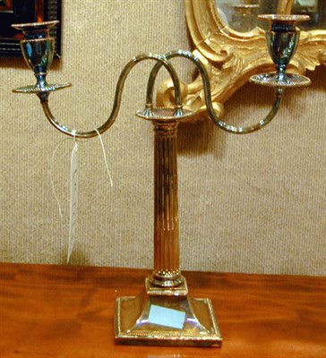 Lot 348 - Pair of Sheffield Silver Plated Two-Light...