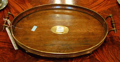 Lot 351 - English Brass Galleried Oak Tray